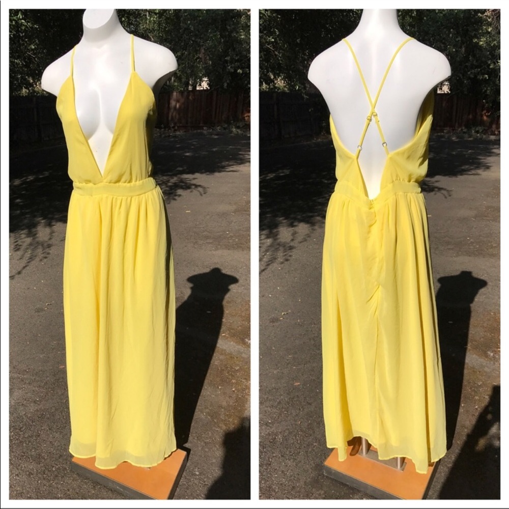 PLUNGE CROSS BACK MAXI DRESS
